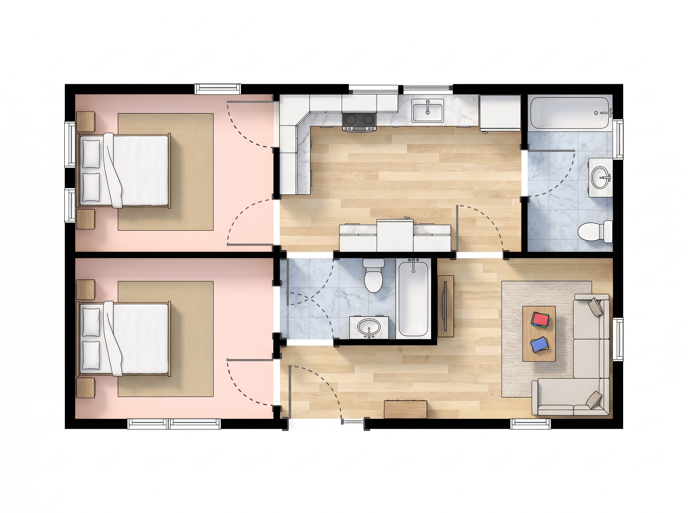 Compact Bright 2-Bed floorplan