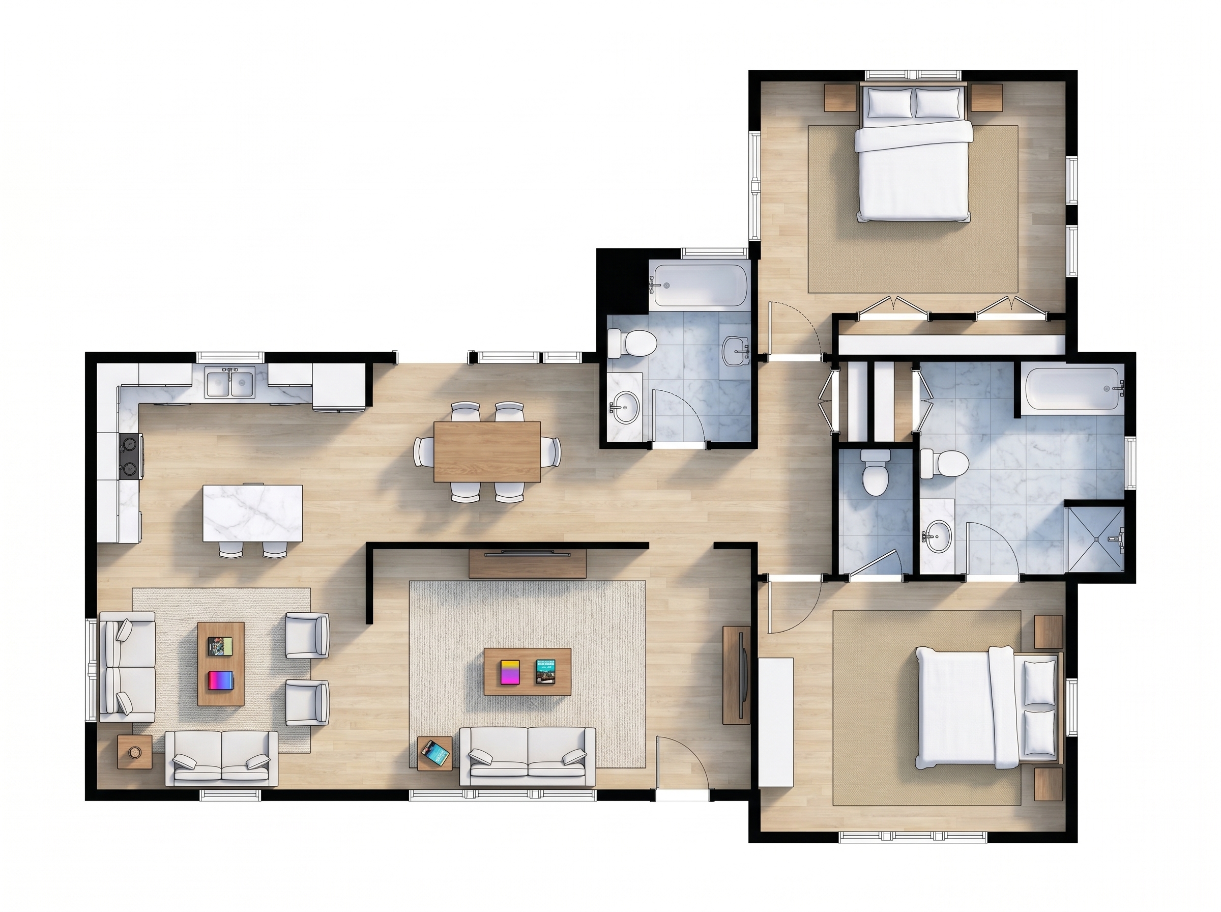 Bright 2-Bed Residence floorplan