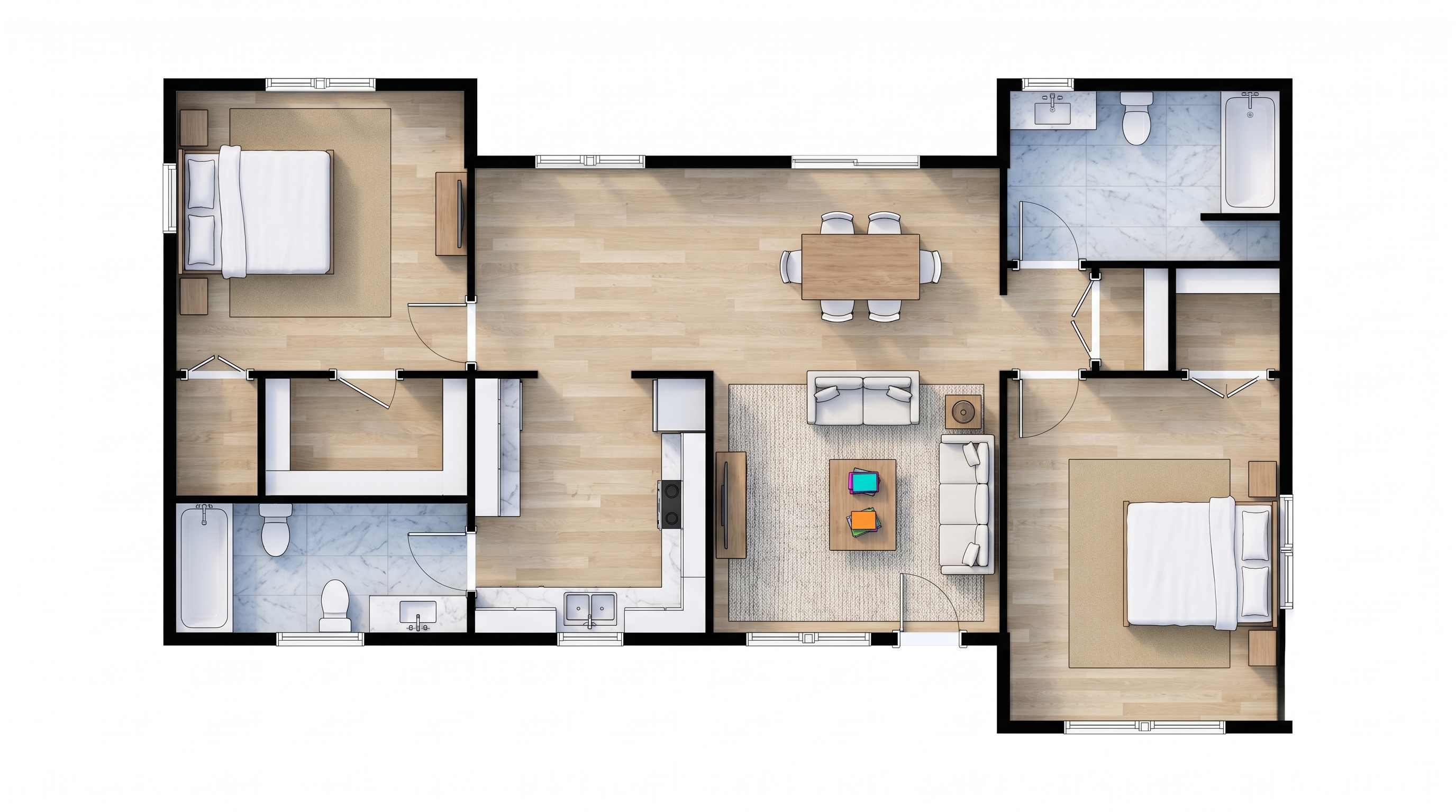 Bright 2-Bed Residence floorplan