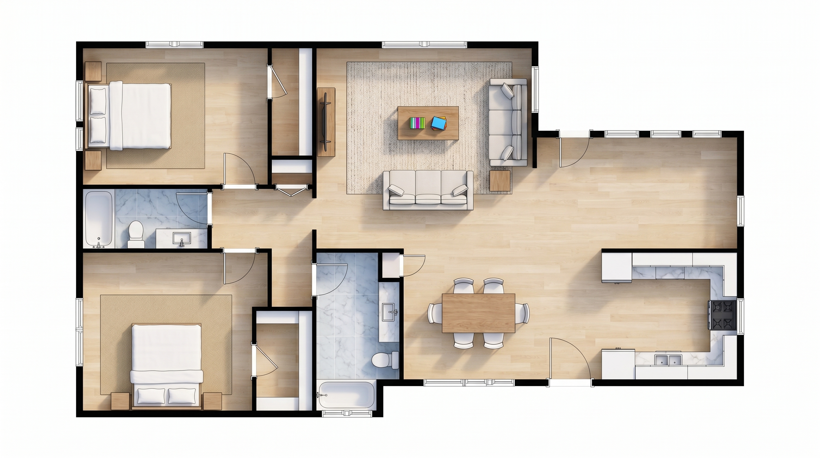 Earthy 2-Bed House floorplan