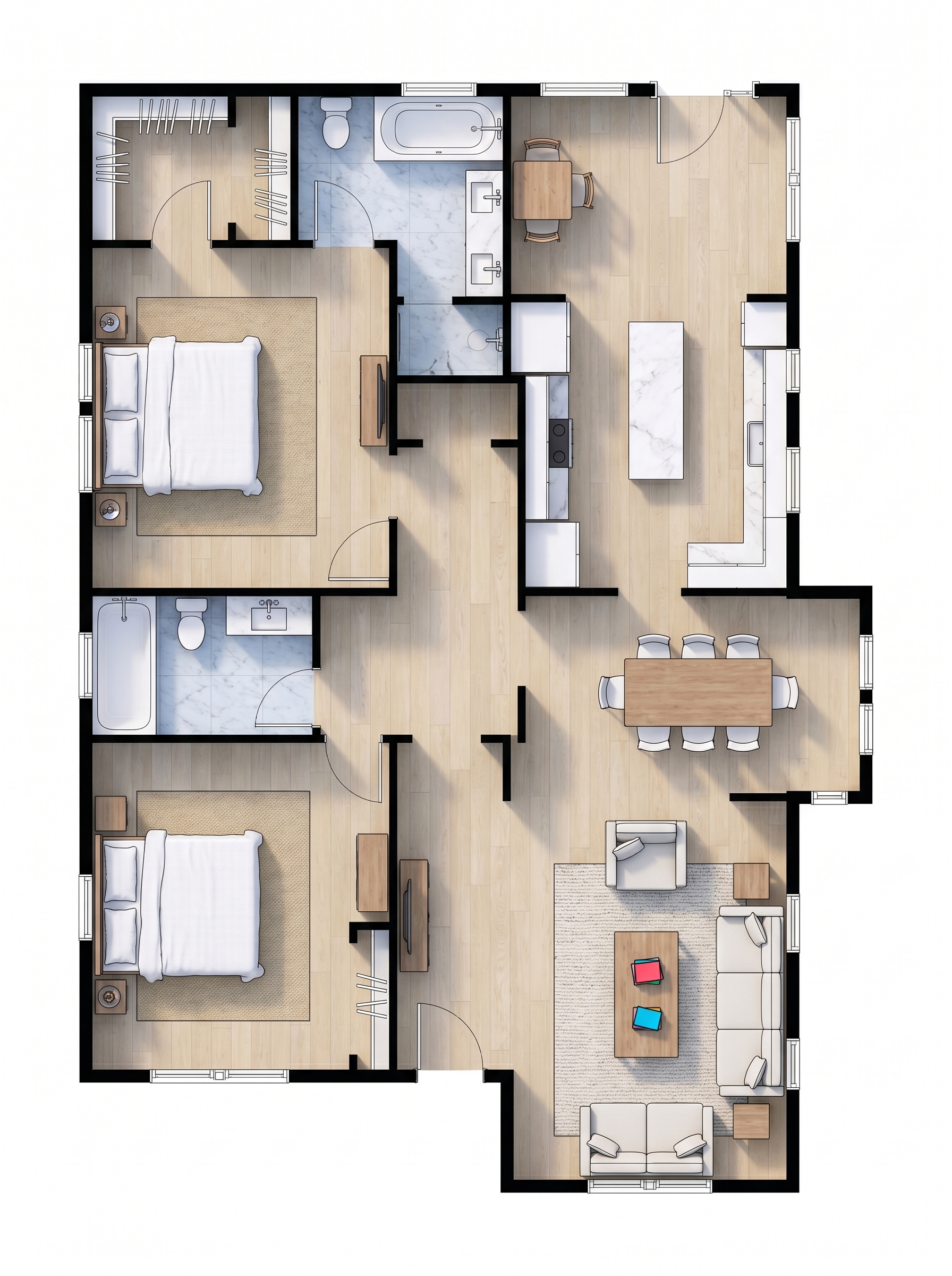 Bright 2-Bed Home floorplan